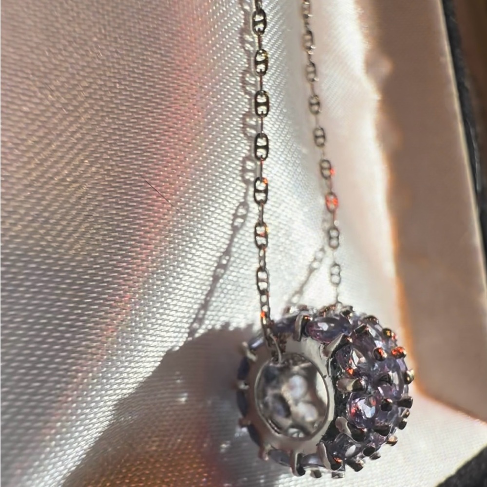 14k White Gold Tanzanite Pendant Bead & “18.25 Inch Chain - Picture 11 of 16